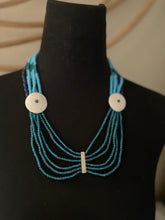 Load image into Gallery viewer, GTJ Timeless Necklace Blue Beads White Shell
