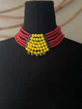 Load image into Gallery viewer, GTJ Timeless Necklace Red,Yellow with Brass Bell
