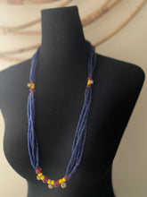 Load image into Gallery viewer, GTJ Timeless Necklace Blue Multi Strand With Brass Bell
