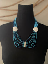 Load image into Gallery viewer, GTJ Timeless Necklace Blue Beads White Shell

