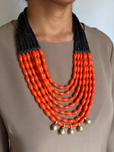Load image into Gallery viewer, Goulu Timeless Orange and Black Multi Strand Necklace
