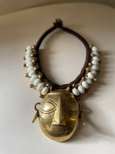 Load image into Gallery viewer, GTJ Timeless Necklace White Glass Beads &amp; Brass Head
