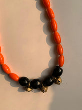Load image into Gallery viewer, Goulu Timeless Necklace Orange and Black Beads
