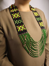 Load image into Gallery viewer, Goulu Statement Necklace Green Multi Strand

