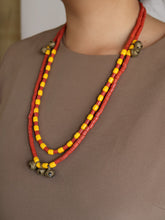 Load image into Gallery viewer, Goulu Timeless Necklace Red &amp; Yellow Beads with bell
