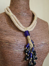 Load image into Gallery viewer, Goulu Statement Necklace Black,Blue Beads
