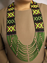 Load image into Gallery viewer, Goulu Statement Necklace Green Multi Strand
