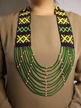 Load image into Gallery viewer, Goulu Statement Necklace Green Multi Strand
