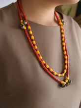 Load image into Gallery viewer, Goulu Timeless Necklace Red &amp; Yellow Beads with bell
